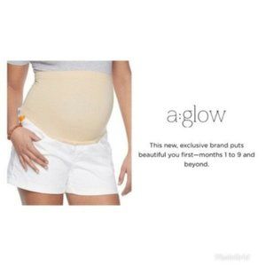 a:glow Womens Maternity White Jean Shorts Sz 10